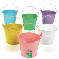 Ember Logam Kecil Warna Pastel Oranye Cina untuk Pot Bunga Anak, Ember Dekoratif Pernikahan dari Timah Seng yang Manis