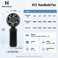 Ventilateur portable pliable rechargeable H12, haute vitesse, avec affichage numérique, 3600 mAh, idéal pour l'extérieur – Vente en gros usine