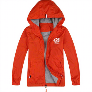 Veste coupe-vent personnalisée unisexe orange, légère, style safari, coupe décontractée, polyester, couleur unie, LOGO - Product Image 2