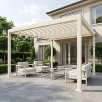 Pergola moderne électrique en aluminium et PVC, imperméable, avec toit à lames orientables, pour extérieur, jardin, terrasse, patio, gazebo, LED