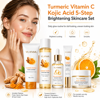 Ensemble de soins de la peau pour éliminer les taches brunes, réduire l'acné, à base de curcuma, vitamine C et acide hyaluronique, 5 pièces, crème, kit de soins de la peau du visage