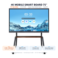 Papan Tulis Interaktif Pintar 55 65 75 86 Inci 4K LED Panel Datar All-in-One Layar 48MP Kamera 40-Touch 8-Mic Android/Windows