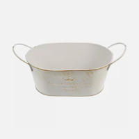 Pot de fleurs ovale en métal galvanisé avec poignée, design écologique, durable et léger, trou de drainage pour jardin intérieur/extérieur