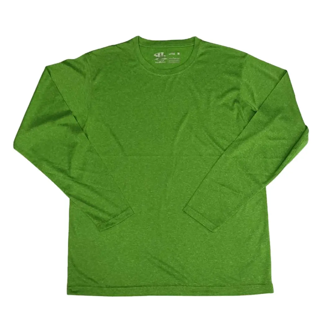High quality long sleeve plain green unisex 100% cotton heat transfer t shirts