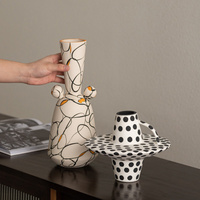 Vase en céramique à pois de luxe pour table, décoration rétro pour la maison, pour le salon, pour la maison d'hôtes, décorations d'intérieur, cadeaux