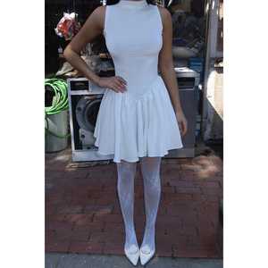 Robe Courte Blanche de Haute Qualité pour Femme, Coupe Évasée Élégante, Idéale pour le Bureau et les Journées Décontractées, Tailles XS-XL, en Spandex, pour Printemps-Automne - Product Image 4