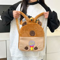 Sac à dos en peluche Capybara mignon, créatif, avec motifs de dessins animés, sac à dos en peluche pour filles