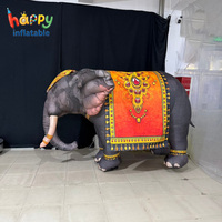 Costume gonflable d'éléphant ethnique à motifs, tenue de mascotte pour spectacle, costume gonflable d'éléphant pour défilé de festival