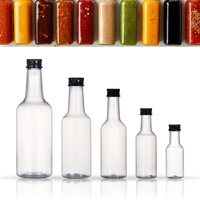 Conception écologique 25ml 50ml 100ml 150ml 250ml Bouteille en plastique PET transparent pour salade d'alcool sauce piquante Bouteille en plastique