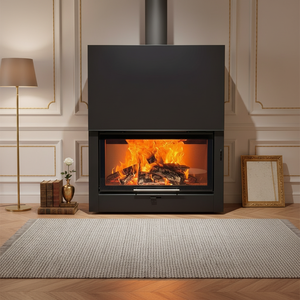 Poêle à bois moderne en acier, chauffage intérieur au feu véritable, solution pour grands espaces - Product Image 6