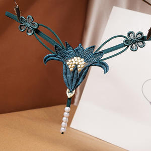 Tanga de masaje con perlas elásticas calientes y sexis, diseño Floral recortado, cintura baja, una cuerda, ropa interior Floral de ganchillo, lencería Sexy - Product Image 6