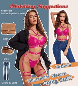 A Fashionable and classic womens wear with underwire gathering neck shiny bra multi piece lingerie <b>set</b> home <b>sexiness</b> - Product Image 6