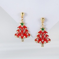 Collection de Boucles d'Oreilles Asymétriques Série Noël en Alliage Vintage Européen-Américain avec Aiguille en Argent S925, Douces et Mignonnes pour Femmes, Idéales pour les Fêtes