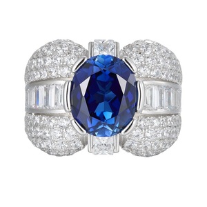 Anillo de Banquete Estilo Royal, Chapado en Platino S925, con Corona Azul Real Creada en Laboratorio, Usado por Celebridades en la Alfombra Roja - Product Image 4