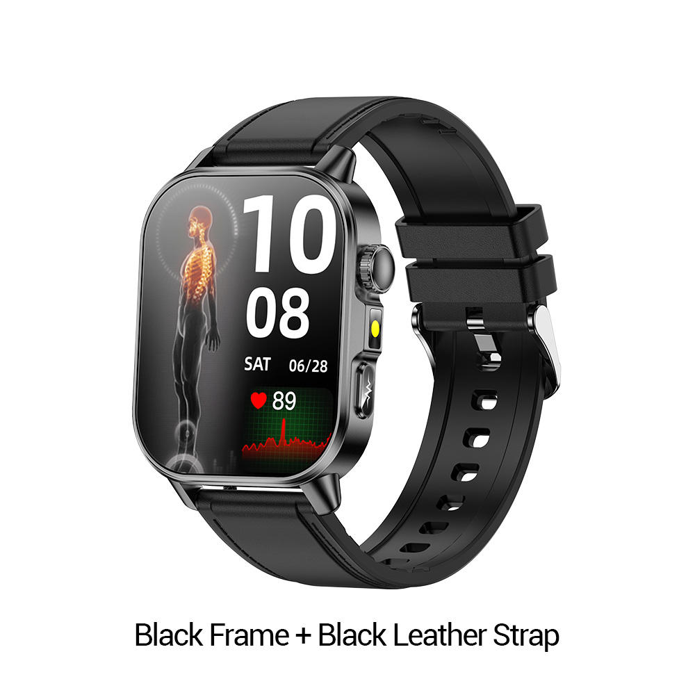 Black Frame + Black Leather Strap