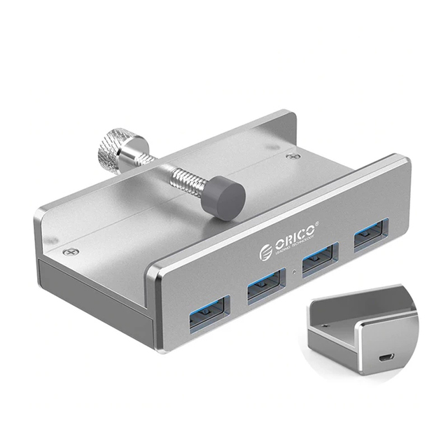 MH4PU Aluminum 4 Port USB 3.0 HUB External Clip-type Splitter Adapter for Desktop Laptop PC Computer Accessories