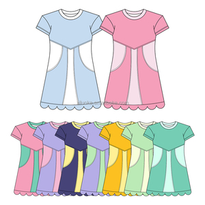 Vestito Sportivo da Yoga per Ragazze a Maniche Corte con Orlo Ondulato, Color Block, Pantaloncini Integrati, Personalizzabile in Piccole Serie - Product Image 3