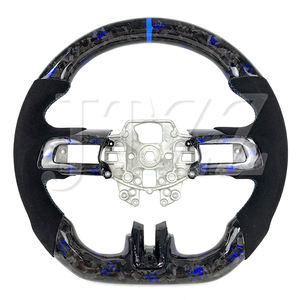 Volant Personnalisé en Cuir de Fibre de Carbone Forgé Bleu pour <span class=keywords><strong>Ford</strong></span> Mustang ST <span class=keywords><strong>RS</strong></span> 2008 2009 2010 2011 2012 2013 2014 2015 - Product Image 1