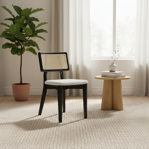 Elegant Wooden <b>Chair</b> with Cane <b>Back</b> and Soft Seat - Product Image 3