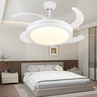 Nordique Simple blanc cuisson vernis ventilateur lumière chambre salon Intelligent télécommande Variable lumière ventilateur lustre