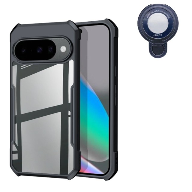 XUNDD Transparent Clear Shockproof Phone Case with Ring Holder Camera Protector Cellphone Case for Google Pixel 10 Pro Cases