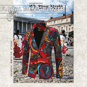 Nouveau Blazer de Costume Homme en Lin Slim Imprimé Floral Respirant pour Fête, Collection Automne 2021 - Product Image 2