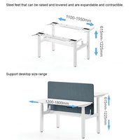 Bureau Ergonomique Minimaliste pour Employé avec Cloison Insonorisante, Poste de Travail Vibrant à Double Moteur pour Position Assise-Debout Stable