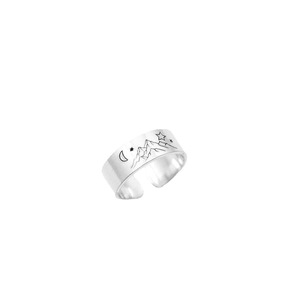 Anello Vintage Transfrontaliero Nuovo Stile Montagna Valle Stelle Luna in Lega Creativo Stile Europeo Americano da Donna per Compleanno, Vendita all'Ingrosso - Product Image 5