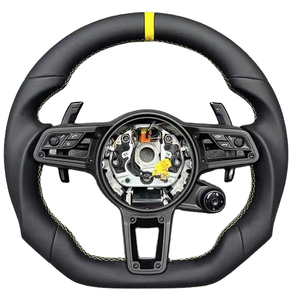 Volante Estándar de Cuero Negro para Modelos Porsche Panamera Cayenne <span class=keywords><strong>Macan</strong></span> 718 911 918 997 991 970 971 Boxster Cayman - Product Image 1