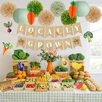 Ensemble de décoration pour baby shower, produit localement |   Marché des agriculteurs avec bannières, pompons et lanternes en papier de production locale pour la décoration de fête