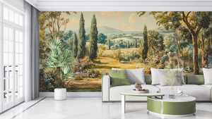 Carta da Parati Adesiva Rimovibile con Paesaggio Toscana Senza Tempo, Stile Dipinto a Olio Vintage, per Elegante Soggiorno - Product Image 4