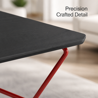 Table basse carrée minimaliste en bois, cadre en métal rouge en forme de V, style moderne, pour salon, chambre, hôtel, emballage Guangdong Mail Packing Y