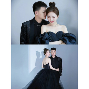 Hepburn Style Wedding Dress <b>Black</b> Satin Ball Gown Sweetheart Neckline <b>Basque</b> Waistline Vintage Elegant Banquet Long Dress - Product Image 2