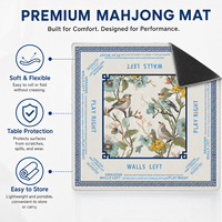 Tapis de jeu de Mahjong imperméable, motif floral classique avec oiseaux, tapis de Mahjong carré pour jeux de société avec identification directionnelle