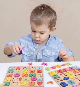 กระดานไม้ Montessori ปริศนาสำหรับการเรียนรู้การเรียนรู้ก่อนเริ่มกระดานกิจกรรมการศึกษาของเล่นตัวอักษรที่มีสีสันจำนวนไม้เด็ก - Product Image 6