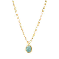 Collier pendentif en pierre précieuse Turquoise bleu ciel lien en acier inoxydable or plaqué forme fantaisie concepteur mariage saint valentin