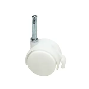 White 1.5 inch caster wheels furniture caster 40mm Small Plastic Bed Frame Wheel Caster With 8*35mm Metal Shaft