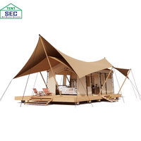 Tente de Glamping Modulaire Préfabriquée en Acier de Luxe avec Salle de Bain, Tente Hôtelière Écologique Imperméable 4 Saisons pour Camping Familial et Resort