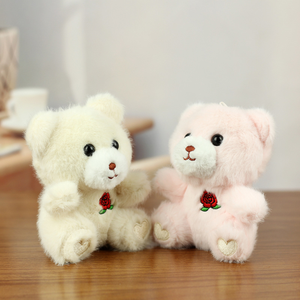 来样定做批发12厘米迷你泰迪熊毛绒钥匙扣定制Logo毛绒动物熊玩具毛皮袋挂件娃娃促销礼品 - Product Image 2