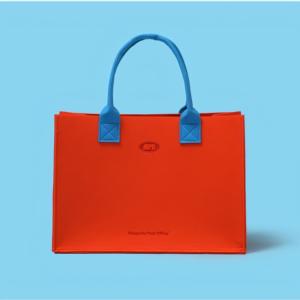 Sac fourre-tout de rangement portable à épissage bicolore de grande capacité en feutre de mode personnalisé avec fermeture ouverte pour le shopping - Product Image 5