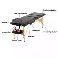 Lit de massage en bois portable confortable en gros d'usine Design moderne en cuir PVC avec lit en bois pliable en métal
