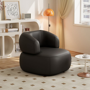 Fauteuil simple moderne en velours capitonné crème avec rembourrage en coton, petit luxe pour chambre, salon, bureau, salle de séjour, réception - Product Image 3