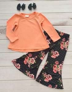 Tenues d'automne RTS pour enfants, ensembles de vêtements pour bébés, jolies tenues de boutique pour petites filles, vêtements pour tout-petits, 2 pièces, pantalon pattes d'éléphant, vente en gros - Product Image 5