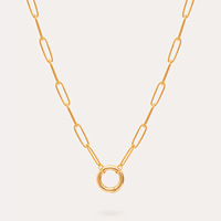 Collier à breloques vintage en acier inoxydable plaqué or 18 carats, anti-ternissement, avec fermoir poussoir et chaîne maille trombone, cadeau pour femme, accessoire de mode