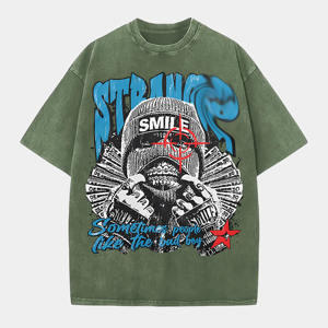 Entrepôt local américain : T-<span class=keywords><strong>shirt</strong></span> graphique lavé « Strang Smile Sometime People Like the Bad Boy » multicolores, design personnalisable - Product Image 5