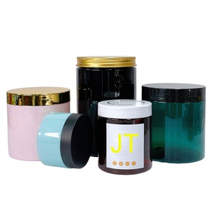 Custom 100ml 200ml 8oz 300ml 12oz 500ml clear White Black Amber Wide Mouth Cosmetic Containers <b>Plastic</b> Pet <b>Jar</b> with Lid - Product Image 1