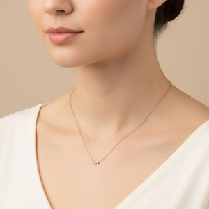 Joyería fina de alta calidad en oferta, collar con colgante de tres diamantes en oro rosa macizo de 18 quilates con diamantes naturales auténticos para mujer, ideal para regalo. - Product Image 5