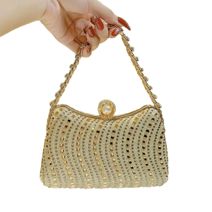 New Arrival Ladies Solid Color Satin Beading Clutch Handbag Waterproof Popular Pleated <b>Evening</b> <b>Bag</b> Shoulder Chain Party Fashion - Product Image 4