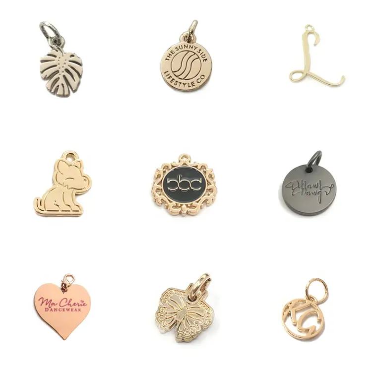 Delicate Designer Custom Brand Logo Pendant Metal Jewelry Charms for DIY Bracelets