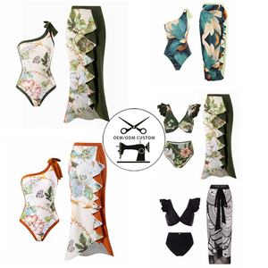 ชุดว่ายน้ำวันพีซแบบคล้องไหล่ข้างเดียว พิมพ์ลายแฟชั่นสำหรับผู้หญิง เหมาะสำหรับใส่เล่นน้ำชายหาดและใส่คู่กับบิกินี่ - Product Image 1